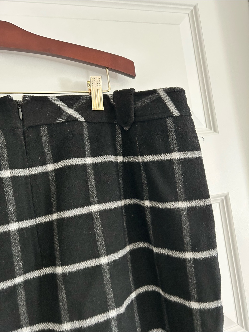 Talbots Plaid Wool Skirt Black White Size 18 - Picture 10 of 12